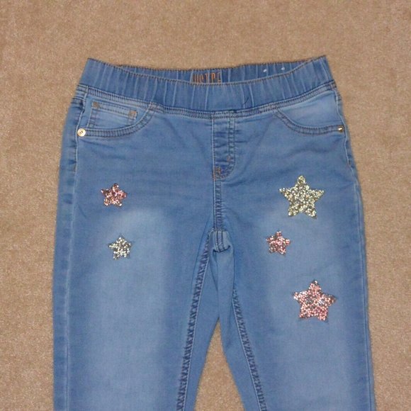 Jean Fille Justice, Taille 10 Slim, Rouge, Extensible, Occasion Très Bon état
